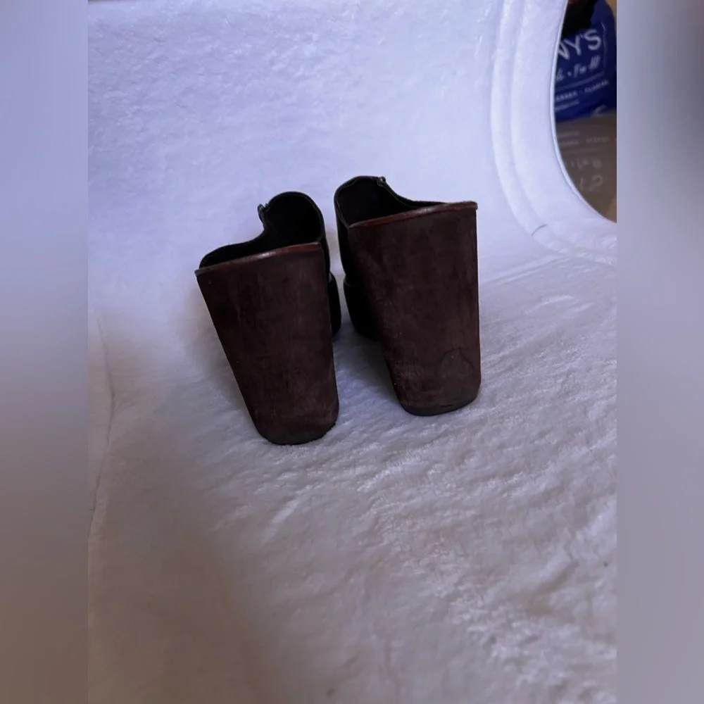 Colin Stuart Suede Mule Platform Sandals Slides Lightweight Size 8 Brown leather